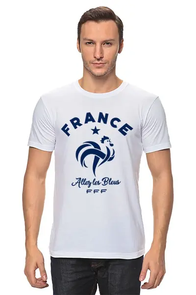 Заказать мужскую футболку в Москве. Футболка классическая Сборная Франции от geekbox - готовые дизайны и нанесение принтов.