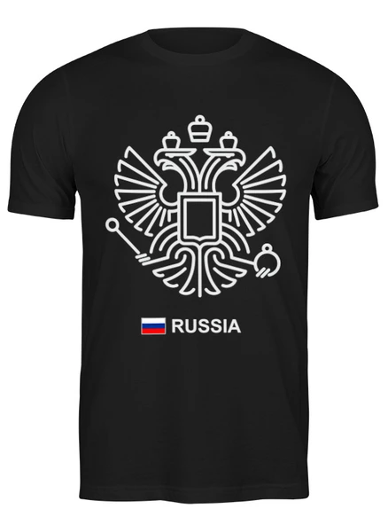 Заказать мужскую футболку в Москве. Футболка классическая Russia от skynatural - готовые дизайны и нанесение принтов.