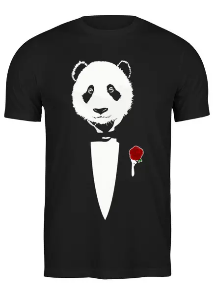 Заказать мужскую футболку в Москве. Футболка классическая Panda Godfather от skynatural - готовые дизайны и нанесение принтов.