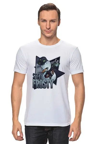 Заказать мужскую футболку в Москве. Футболка классическая [CS:GO Stickers] Stay Frosty от nakalyae7 - готовые дизайны и нанесение принтов.
