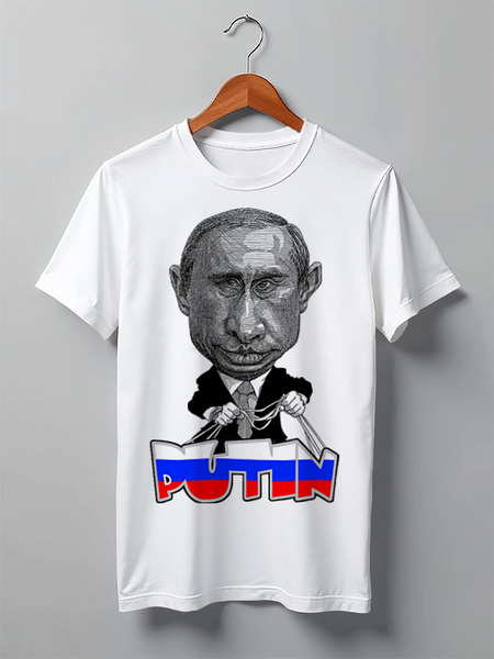 Заказать мужскую футболку в Москве. Футболка классическая Putin от Leichenwagen - готовые дизайны и нанесение принтов.