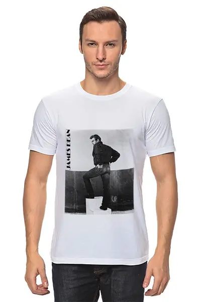 Заказать мужскую футболку в Москве. Футболка классическая Джеймс Дин James Dean Бунтарь без Причины от James Dean - готовые дизайны и нанесение принтов.