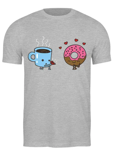 Заказать мужскую футболку в Москве. Футболка классическая Кофе и Пончик от fanart - готовые дизайны и нанесение принтов.
