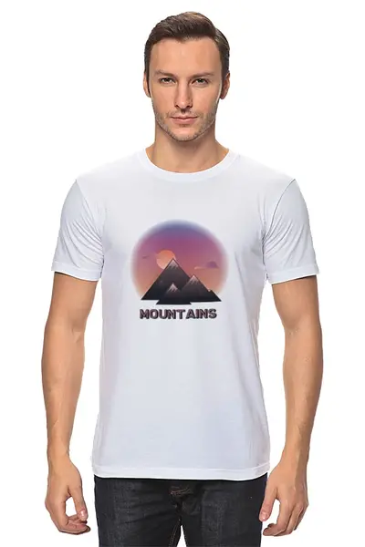 Заказать мужскую футболку в Москве. Футболка классическая Mountains от white_irbis - готовые дизайны и нанесение принтов.