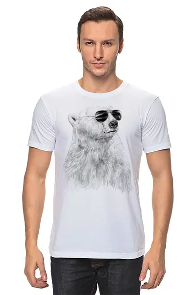 Заказать мужскую футболку в Москве. Футболка классическая Белый Медведь от printik - готовые дизайны и нанесение принтов.