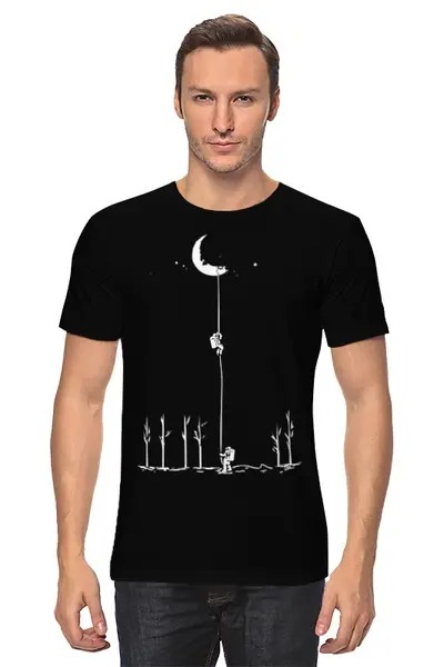 Заказать мужскую футболку в Москве. Футболка классическая Достать до луны от ANDREI M - готовые дизайны и нанесение принтов.