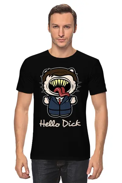 Заказать мужскую футболку в Москве. Футболка классическая Hello Dick от ПРИНТЫ ПЕЧАТЬ  - готовые дизайны и нанесение принтов.