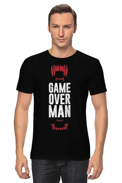 Заказать мужскую футболку в Москве. Футболка классическая game over man от niggalay - готовые дизайны и нанесение принтов.