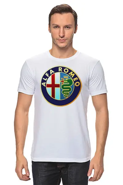 Заказать мужскую футболку в Москве. Футболка классическая Alfa Romeo от e1rey - готовые дизайны и нанесение принтов.