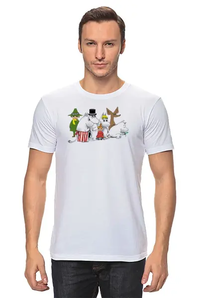 Заказать мужскую футболку в Москве. Футболка классическая Муми-тролли от Mister Lunatic - готовые дизайны и нанесение принтов.