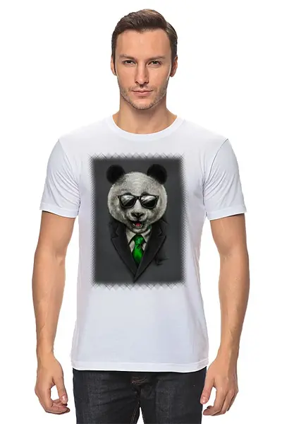 Заказать мужскую футболку в Москве. Футболка классическая Модный панда медведь от Leichenwagen - готовые дизайны и нанесение принтов.
