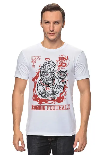Заказать мужскую футболку в Москве. Футболка классическая Zombie football от Aleks36 - готовые дизайны и нанесение принтов.