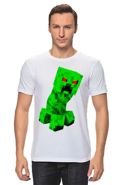 Заказать мужскую футболку в Москве. Футболка классическая MINECRAFT CREEPER от weeert - готовые дизайны и нанесение принтов.