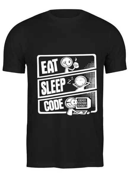 Заказать мужскую футболку в Москве. Футболка классическая Eat, Sleep, Code от nyaha.a.s - готовые дизайны и нанесение принтов.