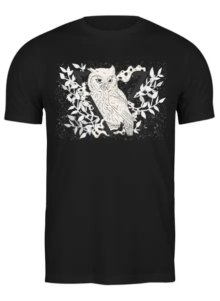 Заказать мужскую футболку в Москве. Футболка классическая Owl Here от oneredfoxstore@gmail.com - готовые дизайны и нанесение принтов.