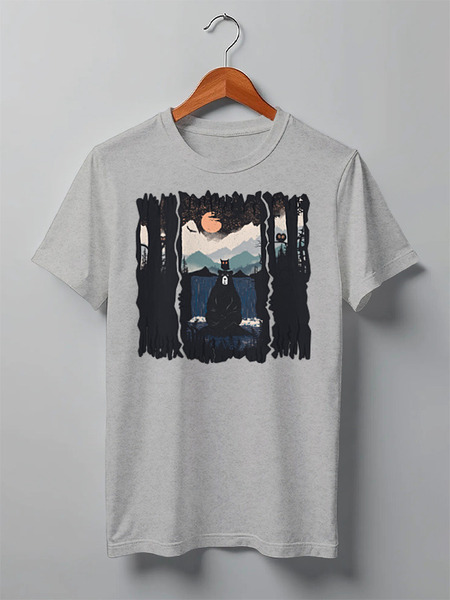 Заказать мужскую футболку в Москве. Футболка классическая Yoga Bear от oneredfoxstore@gmail.com - готовые дизайны и нанесение принтов.
