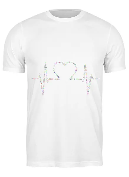 Заказать мужскую футболку в Москве. Футболка классическая Сердце Сердцебиение Любовь от MariYang  - готовые дизайны и нанесение принтов.