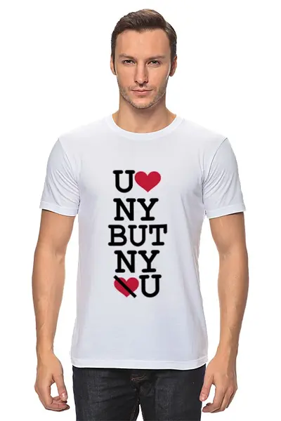 Заказать мужскую футболку в Москве. Футболка классическая U LUV NY от mum - готовые дизайны и нанесение принтов.