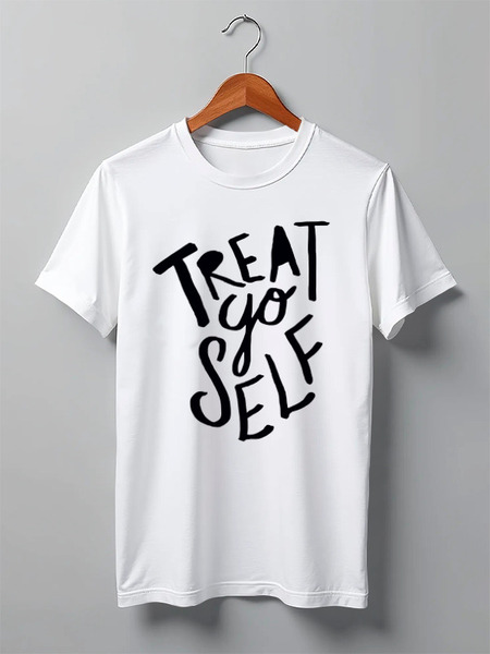 Заказать мужскую футболку в Москве. Футболка классическая Treat yo self от Kostya  - готовые дизайны и нанесение принтов.