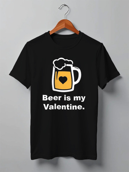 Заказать мужскую футболку в Москве. Футболка классическая Beer Valentine от Александр Серебренников - готовые дизайны и нанесение принтов.