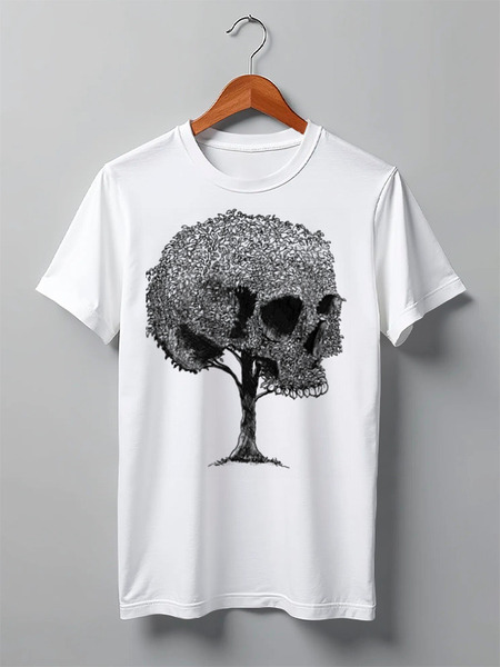Заказать мужскую футболку в Москве. Футболка классическая Skull Art от Leichenwagen - готовые дизайны и нанесение принтов.