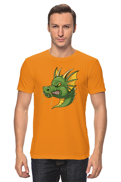 Заказать мужскую футболку в Москве. Футболка классическая Голова зелёного дракона от skynatural - готовые дизайны и нанесение принтов.