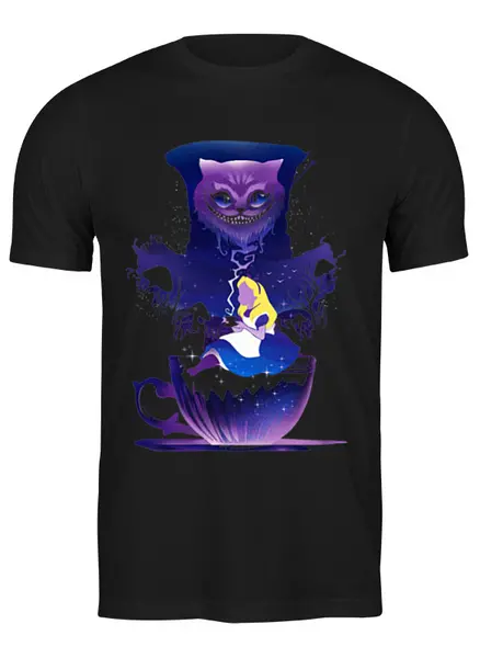 Заказать мужскую футболку в Москве. Футболка классическая Чеширский котик от T-shirt print  - готовые дизайны и нанесение принтов.