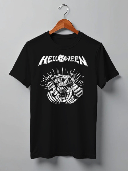 Заказать мужскую футболку в Москве. Футболка классическая Helloween ( rock band ) от Leichenwagen - готовые дизайны и нанесение принтов.