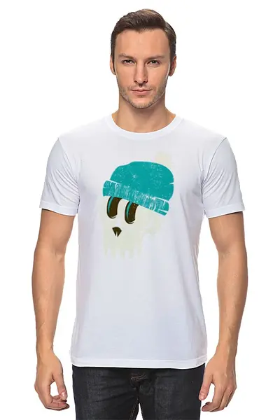 Заказать мужскую футболку в Москве. Футболка классическая Череп в шапке от printik - готовые дизайны и нанесение принтов.