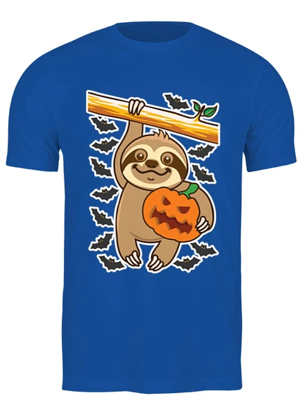 Заказать мужскую футболку в Москве. Футболка классическая Хэллоуин ленивец от skynatural - готовые дизайны и нанесение принтов.