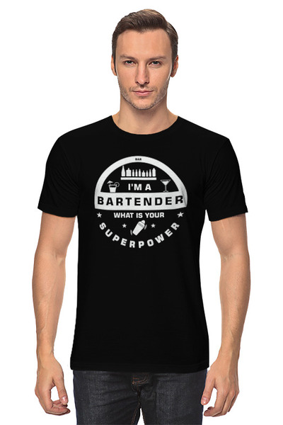 Заказать мужскую футболку в Москве. Футболка классическая Я бармен от skynatural - готовые дизайны и нанесение принтов.