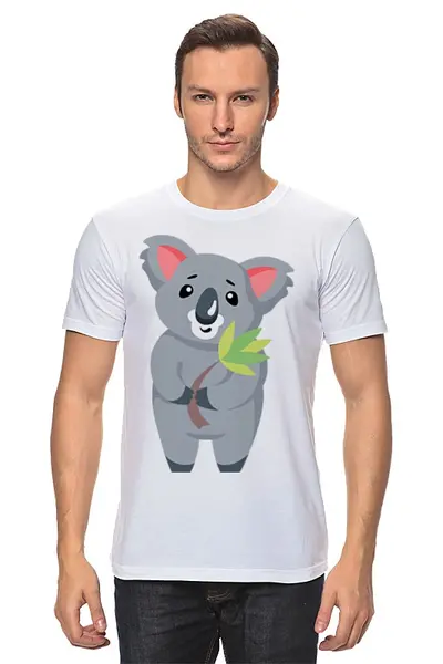 Заказать мужскую футболку в Москве. Футболка классическая Милая коала от Ordwen - готовые дизайны и нанесение принтов.