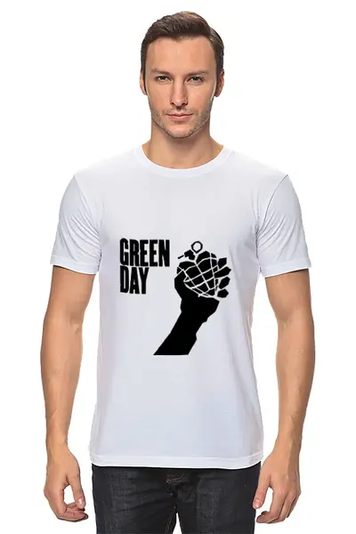 Заказать мужскую футболку в Москве. Футболка классическая Green Day от BURNSHIRTS - готовые дизайны и нанесение принтов.