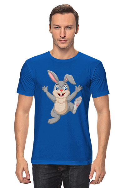 Заказать мужскую футболку в Москве. Футболка классическая Радостный кролик от skynatural - готовые дизайны и нанесение принтов.