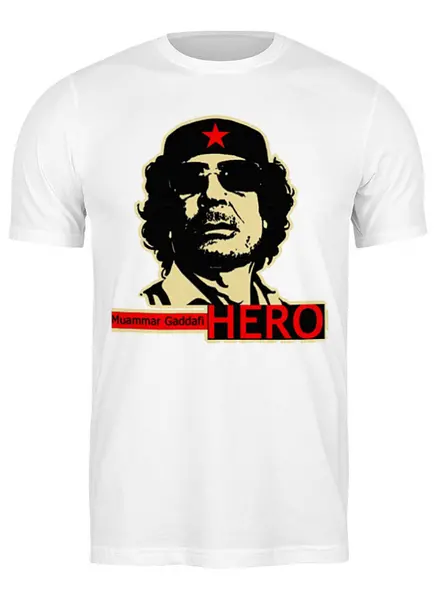 Заказать мужскую футболку в Москве. Футболка классическая Муаммар Каддафи от Leichenwagen - готовые дизайны и нанесение принтов.