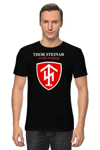Заказать мужскую футболку в Москве. Футболка классическая Thor Steinar от Leichenwagen - готовые дизайны и нанесение принтов.