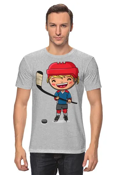 Заказать мужскую футболку в Москве. Футболка классическая Хоккеист от Ирина - готовые дизайны и нанесение принтов.