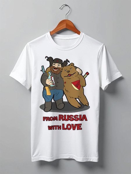 Заказать мужскую футболку в Москве. Футболка классическая From Russia with Love (Из России с любовью) от Easy-store - готовые дизайны и нанесение принтов.