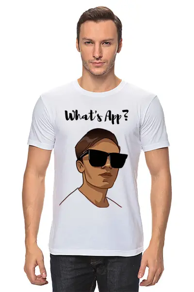 Заказать мужскую футболку в Москве. Футболка классическая What's App? от Alexandra Manakova - готовые дизайны и нанесение принтов.