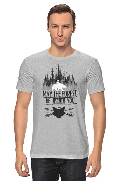 Заказать мужскую футболку в Москве. Футболка классическая Bear Here от oneredfoxstore@gmail.com - готовые дизайны и нанесение принтов.