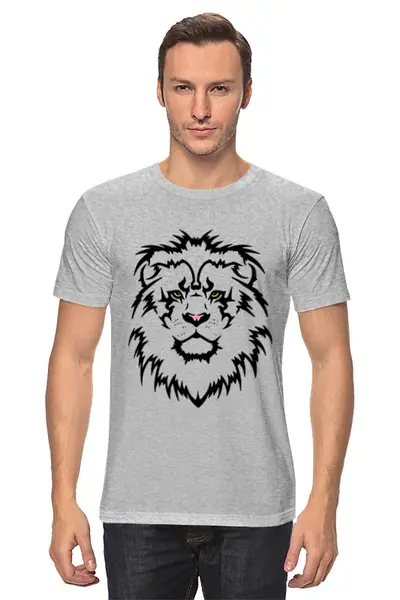 Заказать мужскую футболку в Москве. Футболка классическая Лев. Lion от Александр Гришин - готовые дизайны и нанесение принтов.