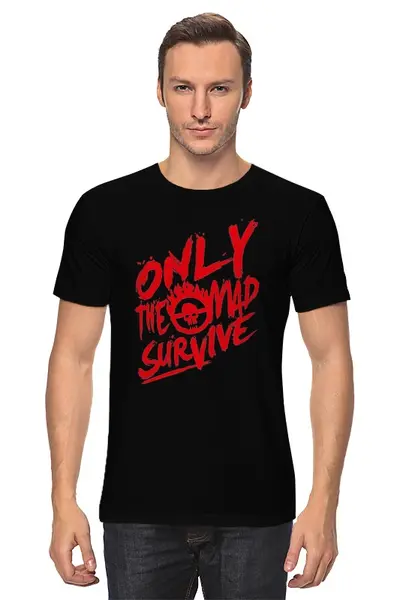 Заказать мужскую футболку в Москве. Футболка классическая Mad Survive от skynatural - готовые дизайны и нанесение принтов.