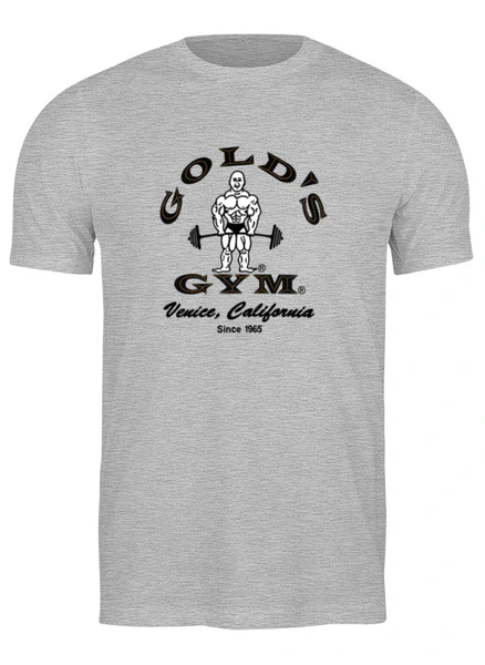 Заказать мужскую футболку в Москве. Футболка классическая Golds Gym 1965 Venice California t-shot wear grey от KinoArt - готовые дизайны и нанесение принтов.