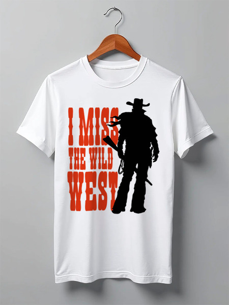 Заказать мужскую футболку в Москве. Футболка классическая ДИКИЙ ЗАПАД от alexx elizbar - готовые дизайны и нанесение принтов.