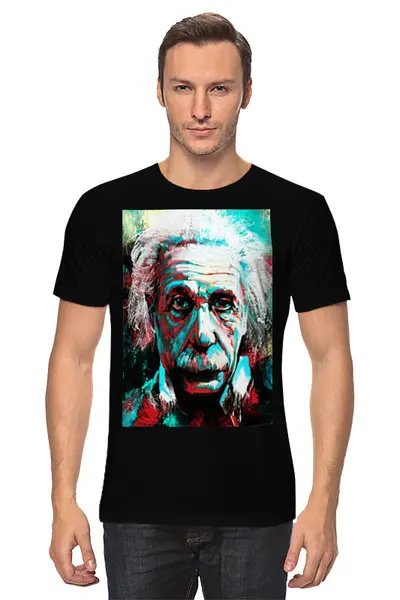 Заказать мужскую футболку в Москве. Футболка классическая Эйнштейн от THE_NISE  - готовые дизайны и нанесение принтов.