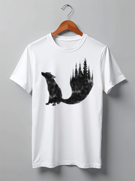 Заказать мужскую футболку в Москве. Футболка классическая Fox Here от oneredfoxstore@gmail.com - готовые дизайны и нанесение принтов.