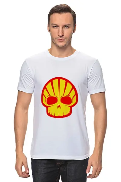 Заказать мужскую футболку в Москве. Футболка классическая Shell Skull от Leichenwagen - готовые дизайны и нанесение принтов.