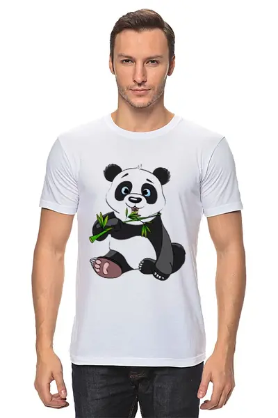 Заказать мужскую футболку в Москве. Футболка классическая Панда от Виктор Гришин - готовые дизайны и нанесение принтов.