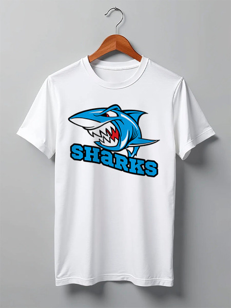 Заказать мужскую футболку в Москве. Футболка классическая Sharks от mega281@yandex.ru - готовые дизайны и нанесение принтов.
