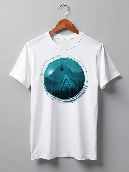Заказать мужскую футболку в Москве. Футболка классическая Over The Cabin от oneredfoxstore@gmail.com - готовые дизайны и нанесение принтов.